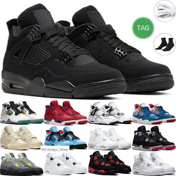 

4 4s retro basketball shoes military black cat university blue sail white oreo red thunder bred cement midnight navy men jorden jordon jorda