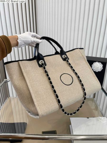 

luxury cc totes designer classics beach bag 4 colors large capacity shopping bag ladies' casual handbags travel bag chain shoulder stra