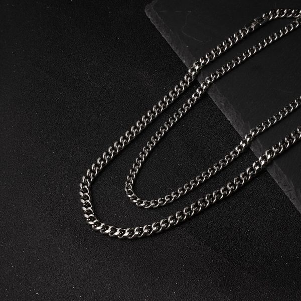

6mm 8mm fashion necklace men and women designer jewelry accessories classic hip hop cuban chain contracted deluxe necklace pendant, Silver