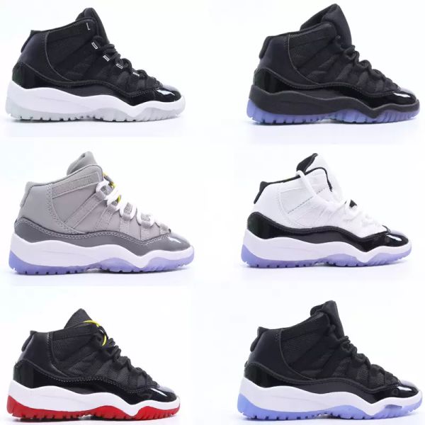 

toddler td cool grey 11s kids basketball shoes gamma blue jubilee 25th anniversary space jam infant big girls bred sneakers trainers 4y 5y, Black