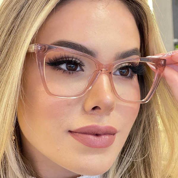 

new tr90 anti-blue light glasses frame cat's eye plain face street p flat light glasses female tide glasses frame, White;black