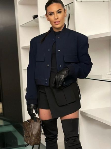 

women s jackets single breated bomber jacket coat women elegant long sleeve large pocket short spring ladies fashion s 230228, Black;brown