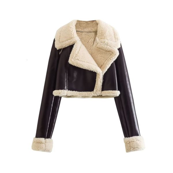 

women's jackets bm md za winter women's european and american fur thickened warm double-sided short jacket 4341806 230227, Black;brown