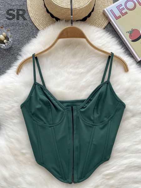 

women s blouses shirts singreiny backless zipper string women camisole green elastic vacation solid v neck fashion ladies slim y2k tank 2302, White