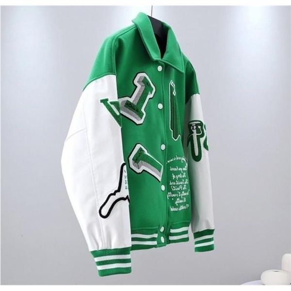

Mens Jackets Men's Jacket Brand  Vintage Bomber Coats Letter Embroidery Autumn Men Baseball s Hip Hop Loose Varsity s Tgbxi, Green