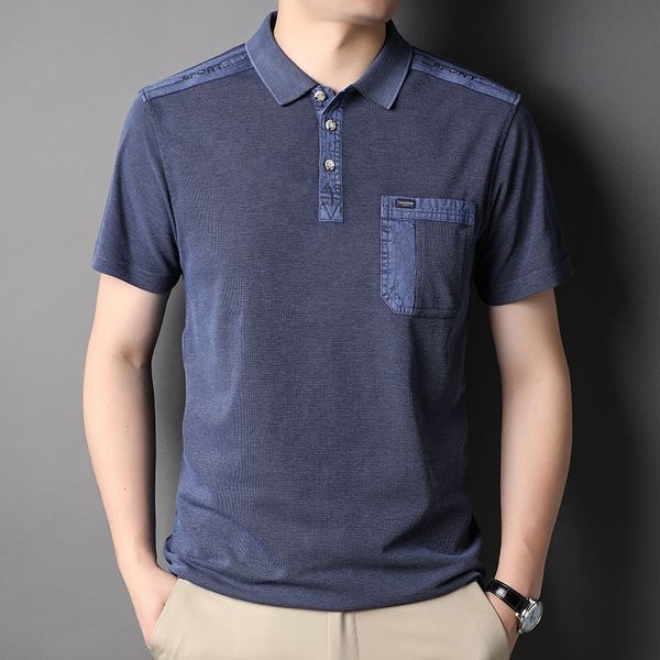 

men's polos design men's polo fashion chic teen youth vintage summer breathable solid pocket t-shirt male cotton soft casual wear, White;black
