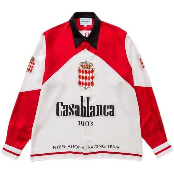 

casablanca designer shirt men and women classic premium texture autumn winter international green racing printed long sleeve shirt, White;black