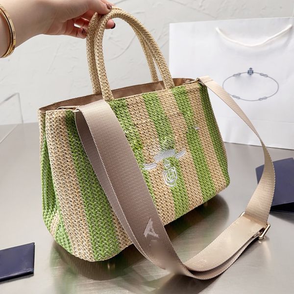 

straw vegetable basket beach bags fashion handbags classic embroidered letters hollow out woven bags straw shopping vacation summer woven pu