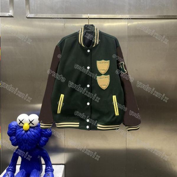 

Mens Jackets 21ss Men Women Designers Jackets Leather sleeves fightcamp Towel embroidery letter cloth Jacquard fabric Man Fashion Stree Vghc, Green