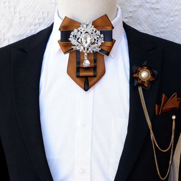 

neck ties british luxury rhinestone bow tie sets highend men's business banquet jewelry men wedding accessories original bowtie j230227, Blue;purple