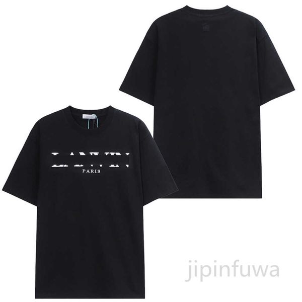 

2023 men's t-shirts lanvins designer tshirts women high street cotton casual shirts luxurys brand shorts sleeve crewneck clothes t23q, White;black