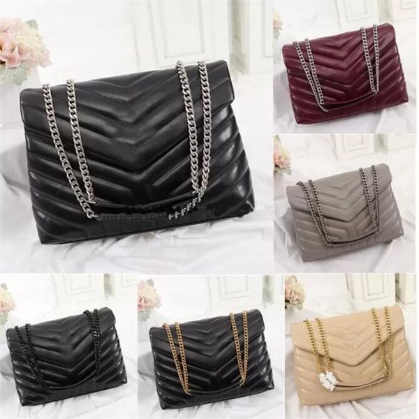 

designer handbags square fat loulou chain bag real leather women's bag large-capacity shoulder bags quilted messenger bag