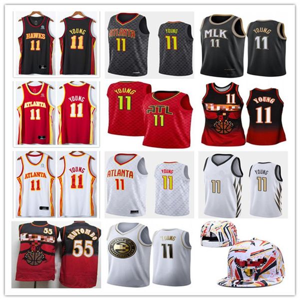 

ncaa mens trey 11 young jerseys dikembe 55 mutombo basketball jerseys city new edition baseball cap white black red279n, Black;red