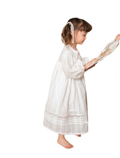 

korean chil1en's spring new girl baby fresh embroidery lady cotton linen 1ess chil1en's lace princess skirt, Blue