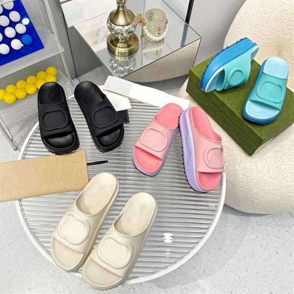 

designer slippers women platform slipper classics rubber slides solid color flip flops non slip sandals thick bottom f2845, Black