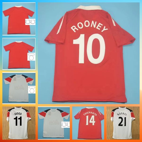 

manchester retro soccer jerseys 2010 2011 football shirt vintage utd chicharito man berbatov nani pogba anderson ronaldo rooney giggs, Black;yellow