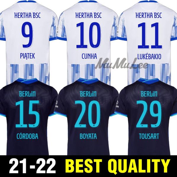 

21 22 hertha berlin soccer jerseys home piatek away black 2021 2022 tousart boyata cordoba lukebakio cunha serdar football shirts 262b, Black;yellow