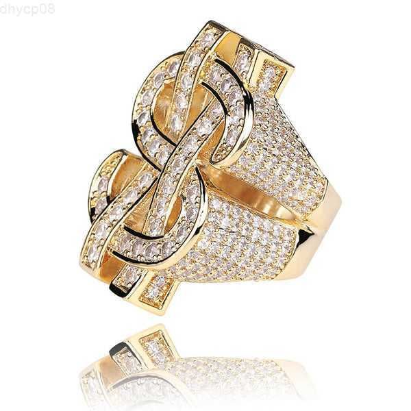 

2020 new design silver gold dollar symbol moissanite hip hop jewelry punk ring