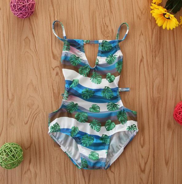 

summer baby girl one-pieces cute print swimsuit kids beach swimwear, Black