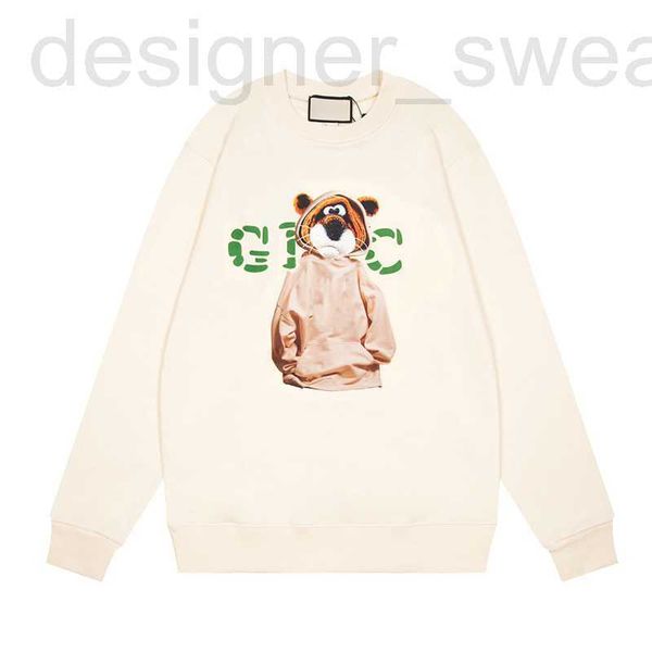 

women's hoodies & sweatshirts designer correct version verified autumn and winter 2022 new hat bear pattern printed sweater round neck, Black