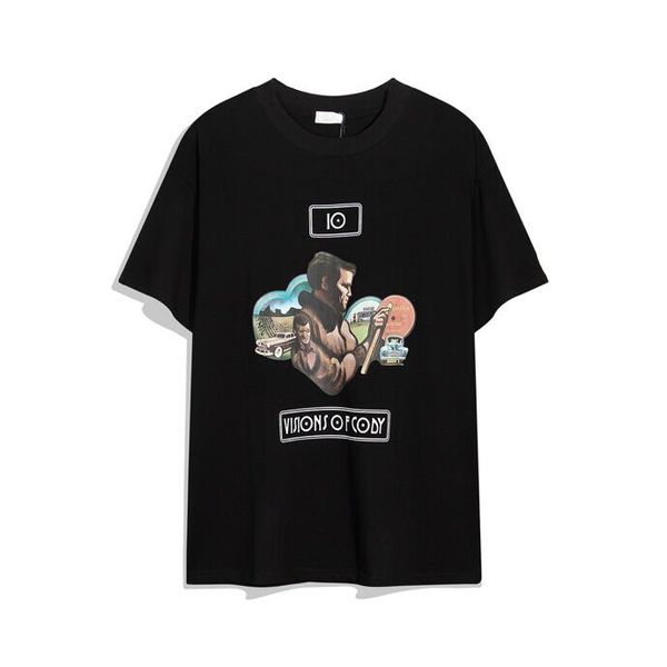 

2023ss spring and summer t shirt pure cotton fabric os version round neck short-sleeved women's men's high-quality men's tshi, Black;brown