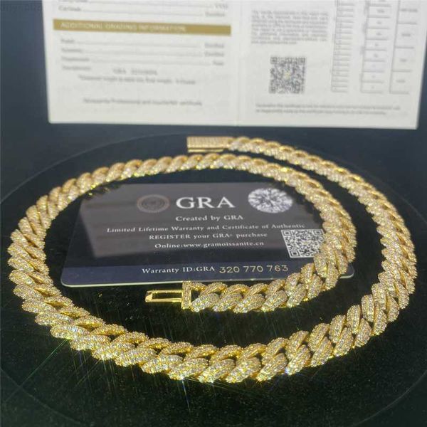 

designer jewelry cuban links hip hop cuban chain 925 silver vvs moissanite iced out moissanite diamond cuban necklace bust down stock 12mm 1