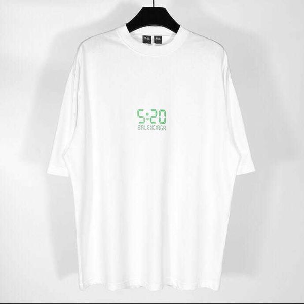 

paris high version short sleeve fixed weaving fixed dyeing width printing 520 printing loose men and women lovers, White;black