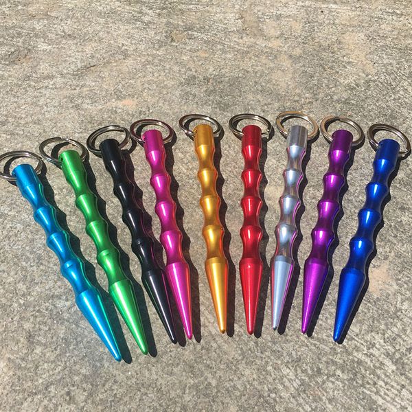 

aluminum alloy self defense keychain metal sticker car keychains ring for men women escape survival tool via dhl ups fedex, Slivery;golden