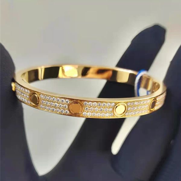 

high end designer jewelry luxury full diamond love bracelet classic fashion men and women screwdriver bracelet party wedding accessories chr, Black