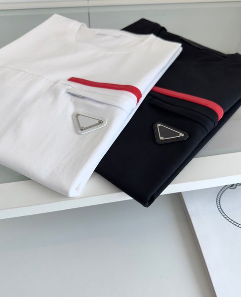 

2023 cute shirts men's short-sleeved t-shirt pocket geometric logo embellishment design round neck designer sweatshirt asian size m-3xl, White;black