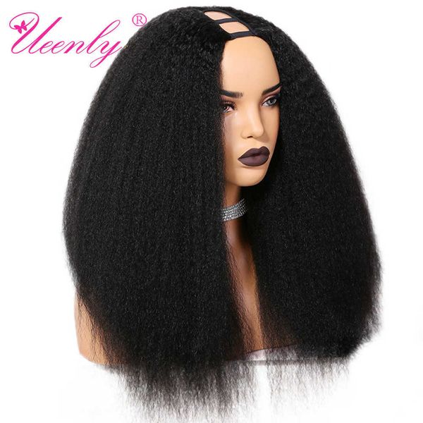 

lace wigs ueenly brazilian remy hair kinky straight u part wig human hair wigs 150 density glueless human hair wigs can be permed & dye 2302, Black;brown