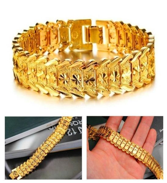 

2017 new men039s bracelet 24k real gold plated chain bracelet classic bracelet bangle fashion jewelry color gold3611914, Black