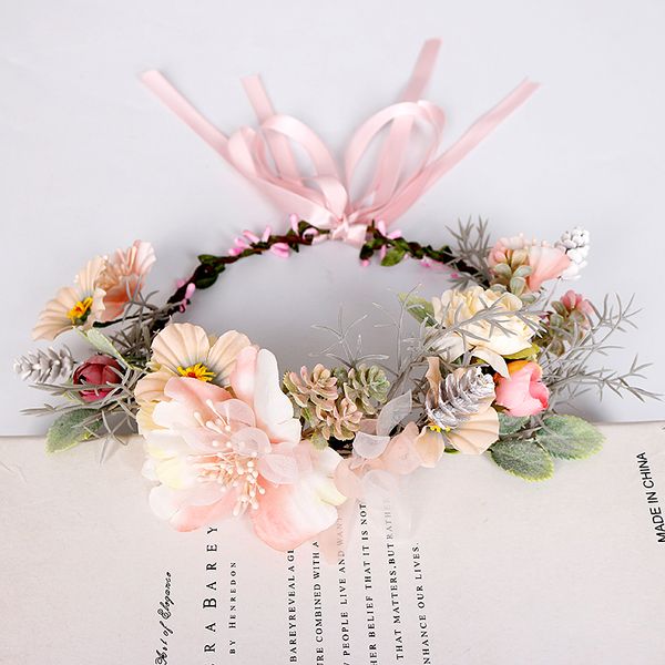 

bride's festive wreath, princess pink ribbon, bow tie, headband, fashionable bridesmaid headdress hh-0039-a, Silver