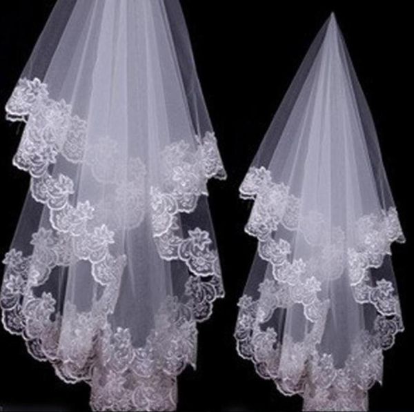 

2019 bride veil 15 m white single lace tulle applique edge bridals accessories 7509341, Black