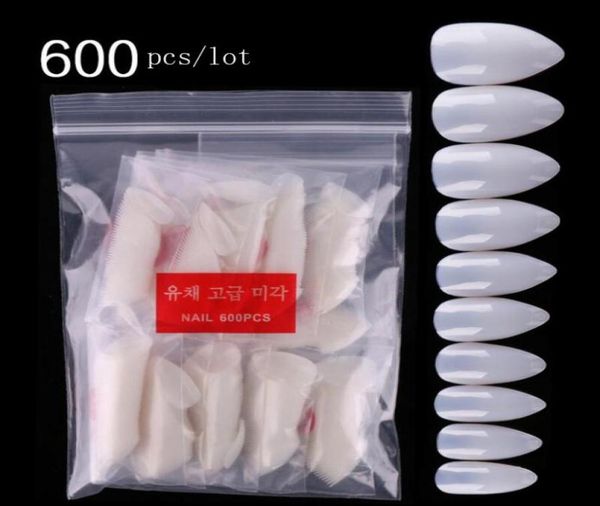 

wholeslae 600 pcs nail art natural full cover oval 10 size sharp end false fake nails tips manicure artificial nails salon beauty5996198, Red;gold
