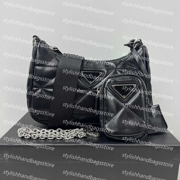 

designer shoulder bags women leather crossbody handbag prad triangle bag 3-piece set bag with mini coin case wallet purse luxury card packag