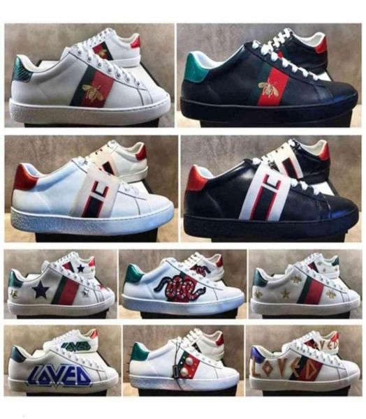 

gg039sneakers mens casual shoes white ace green red stripe italy bee tiger snake women sneaker trainers chaussures5621207, Black
