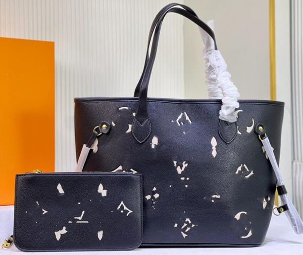 

7a genuine leather designer bag 2pcs totes bag women large shopping bag handbags luxury women shoulder bags with coin purses embossed bag