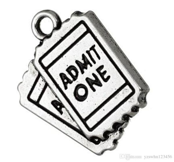 

2021bracelet charm for movie lovers necklace pendant antique silver plated admit one movie tickets5333876, Bronze;silver