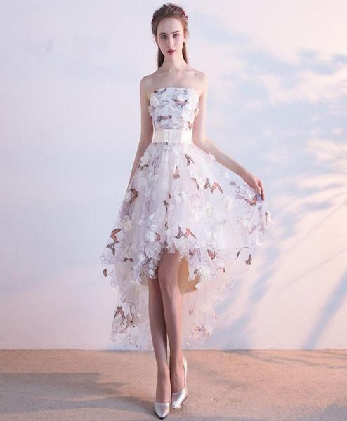 

hi low short front long back homecoming dresses butterfly print with flowers short prom party cocktail dress robe de soiree6630430, Blue;pink