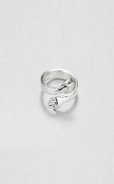 

women men hug open ring gift finger ring for love couple fashion jewelry accessories whole 7237310, Silver
