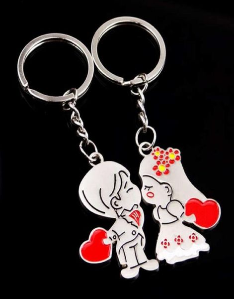 

cute girls new lovers cartoon couple keychain women anime key chain on bag car trinket jewelry valentine039s day wedding gift s1644573, Slivery;golden