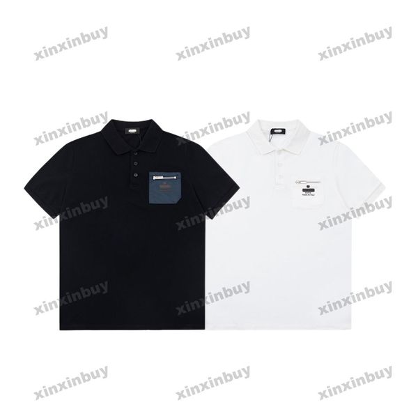 

xinxinbuy men designer tee t shirt 23ss italy chest label nylon pocket short sleeve cotton women red white black 319514 xs-2xl, Black;brown