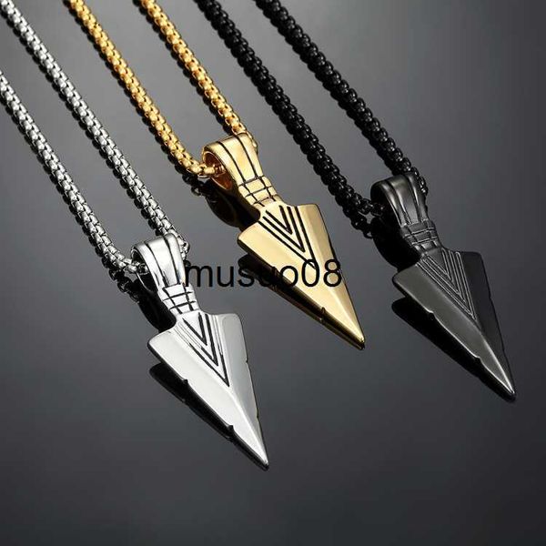 

pendant necklaces vintage men's triangular arrow pendant necklace for men gold plated necklaces hip hop paty mens jewellery gift collar, Silver