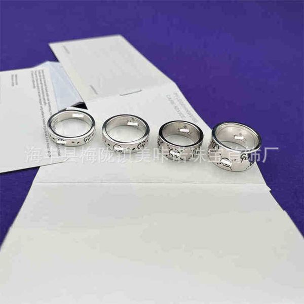 

70% off designer jewelry bracelet necklace ring skeleton spirit with generous personality ins for male female lovers gift pair ringnew jewel, Silver