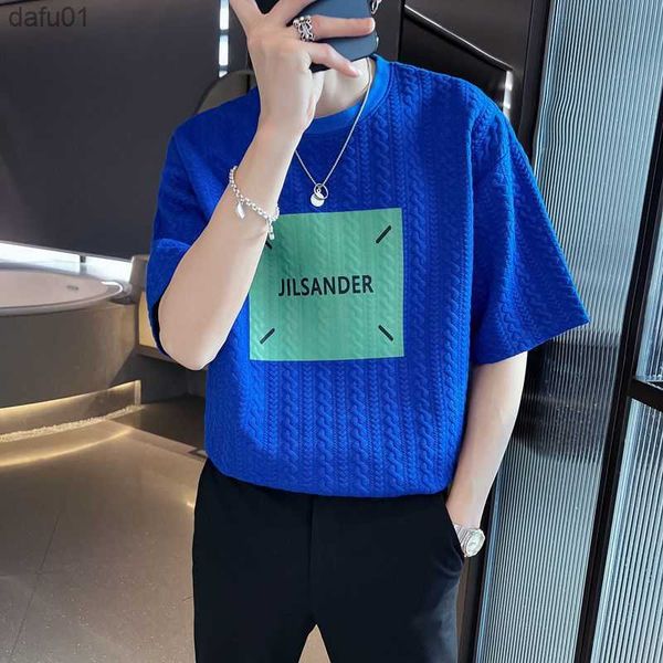 

fashion o-neck printed all-match t-shirt men's clothing 2023 spring new loose casual pullovers short sleeve korean tee shirt l230520, White;black