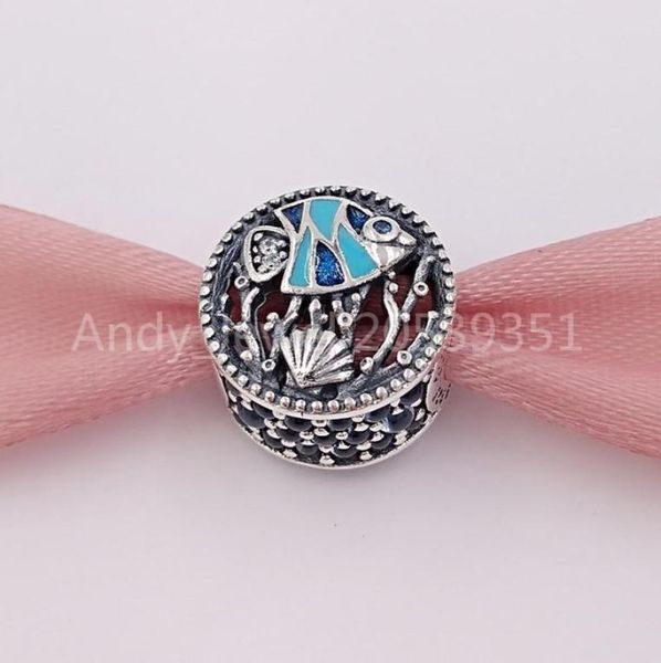 

andy jewel authentic 925 sterling silver beads ocean life mixed enamel multicolored cz charms fits european pandora style jewel3870246, Black