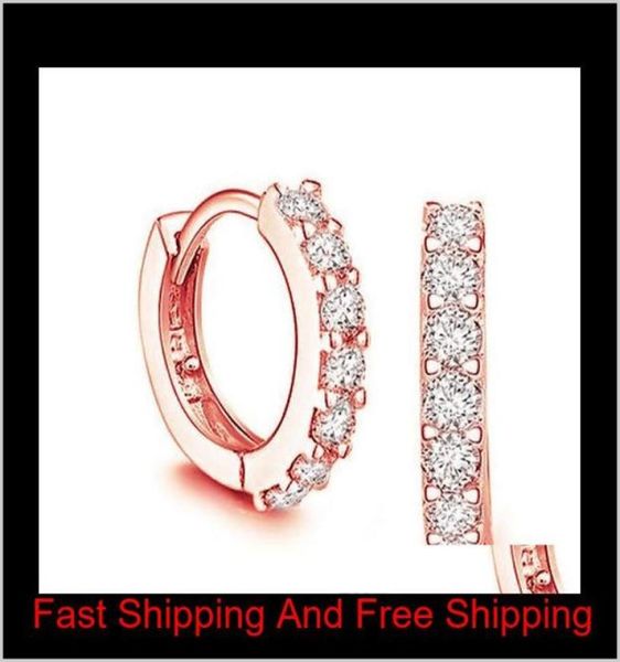 

925 sterling silver small hoop earrings with zircon fashion jewelry engagement gift for women flash drilling earring hj260 k8ubc e5852365, Golden;silver