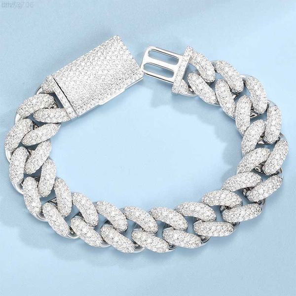 

wholesale buss down 25cts sterling silver cuban llink hip hop 18k white gold plated moissanite bracelet for men