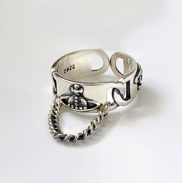 

silver trendy band rings fashion creative chain tassel planet vintage punk party jewelry gifts for women men4471859